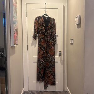 Free People Black and Gold Detail Dress